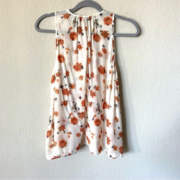 NWT Rag & Bone Cassie Tan Cream Floral Tank Top Pleated Size Xxs - Picture 6 of 6
